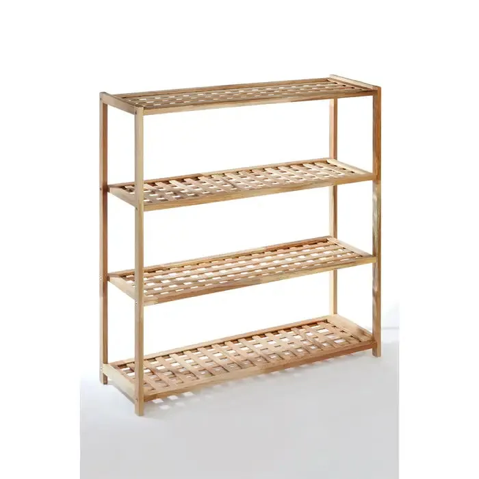 4 Tier Walnut Wood Shoe Rack