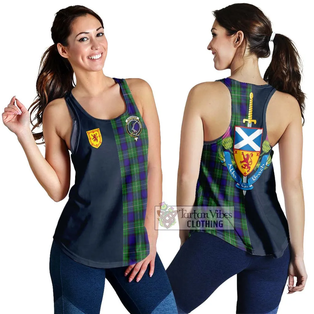 Alexander Tartan Women's Racerback Tanks Alba with Scottish Lion Royal Arm Half Style