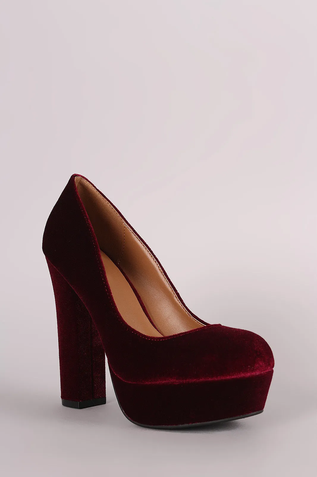 Bamboo Velvet Chunky Heeled Platform Pump