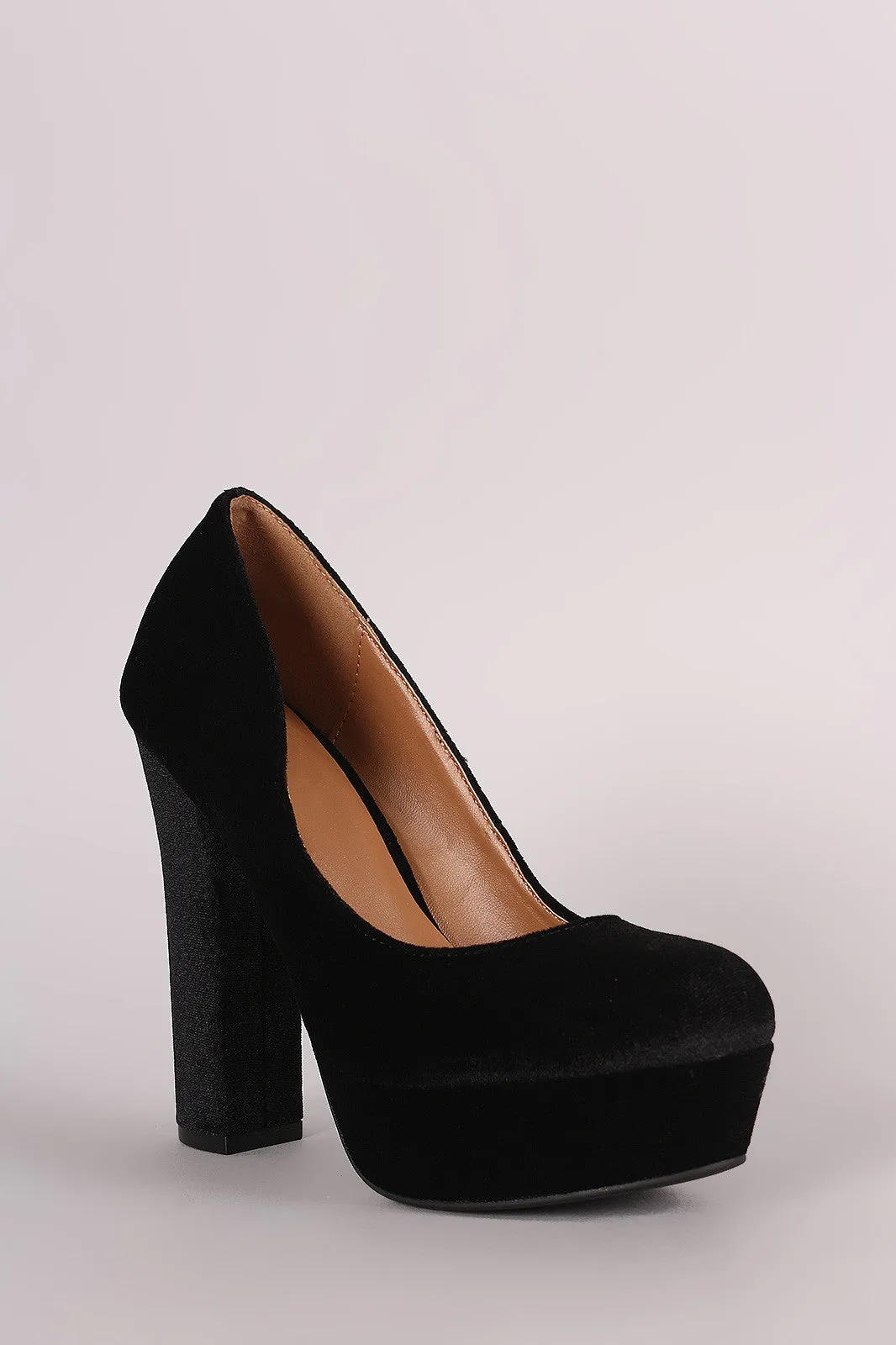 Bamboo Velvet Chunky Heeled Platform Pump