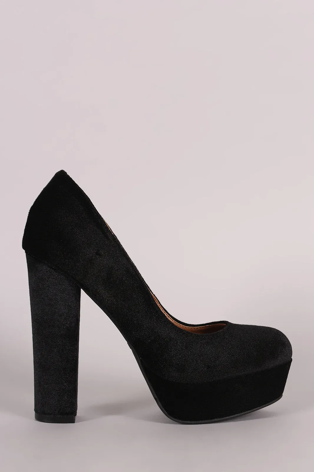 Bamboo Velvet Chunky Heeled Platform Pump