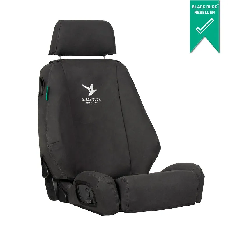 Black Duck Canvas Black Console & Seat Covers suits Toyota Hilux 4x2 SR 7/2011-6/2015 No Side Airbags