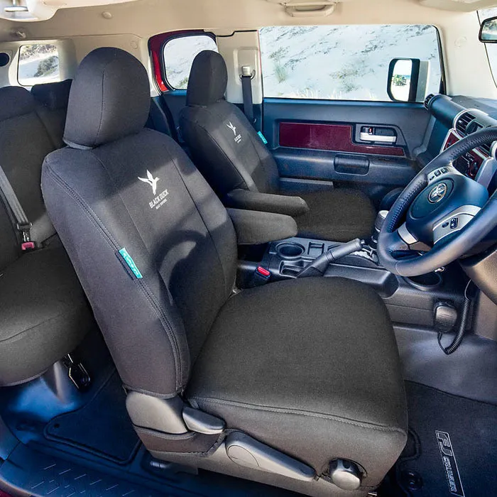 Black Duck Canvas Black Console & Seat Covers suits Toyota Hilux 4x2 SR 7/2011-6/2015 No Side Airbags