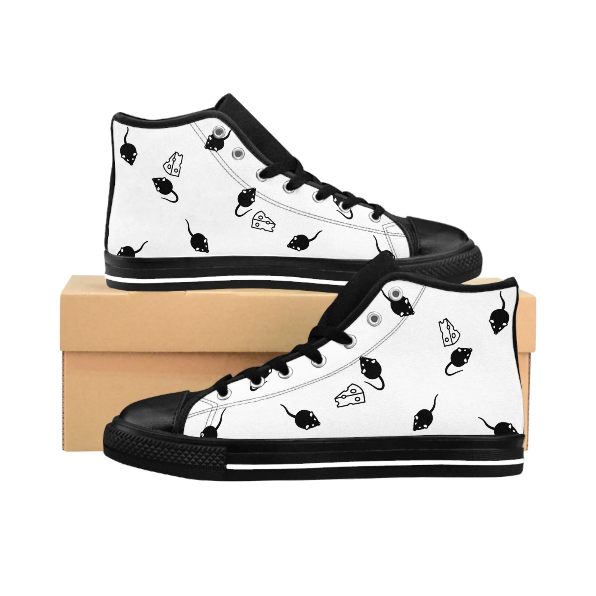 Black Mouse and Cheese Women's Classic Sneakers