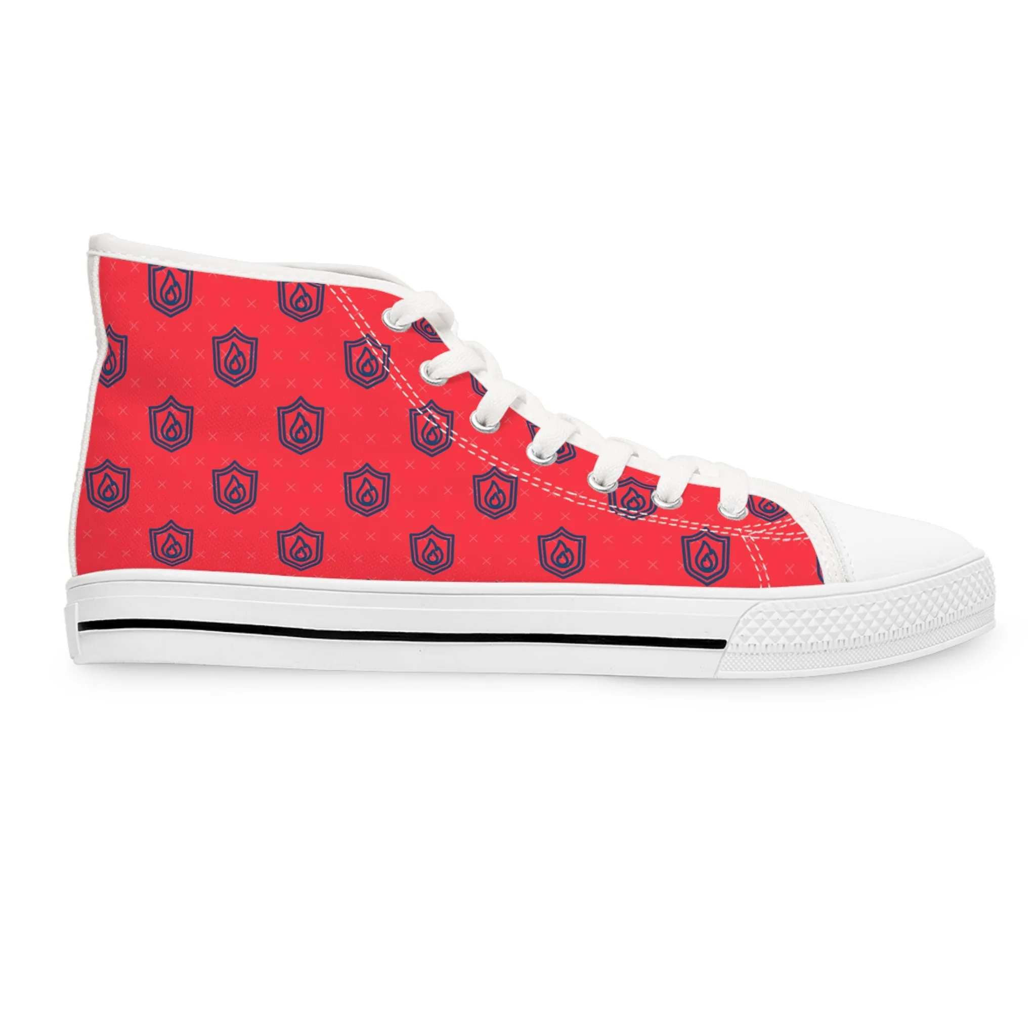 Blue Shield Red Background Women's High Top Sneakers