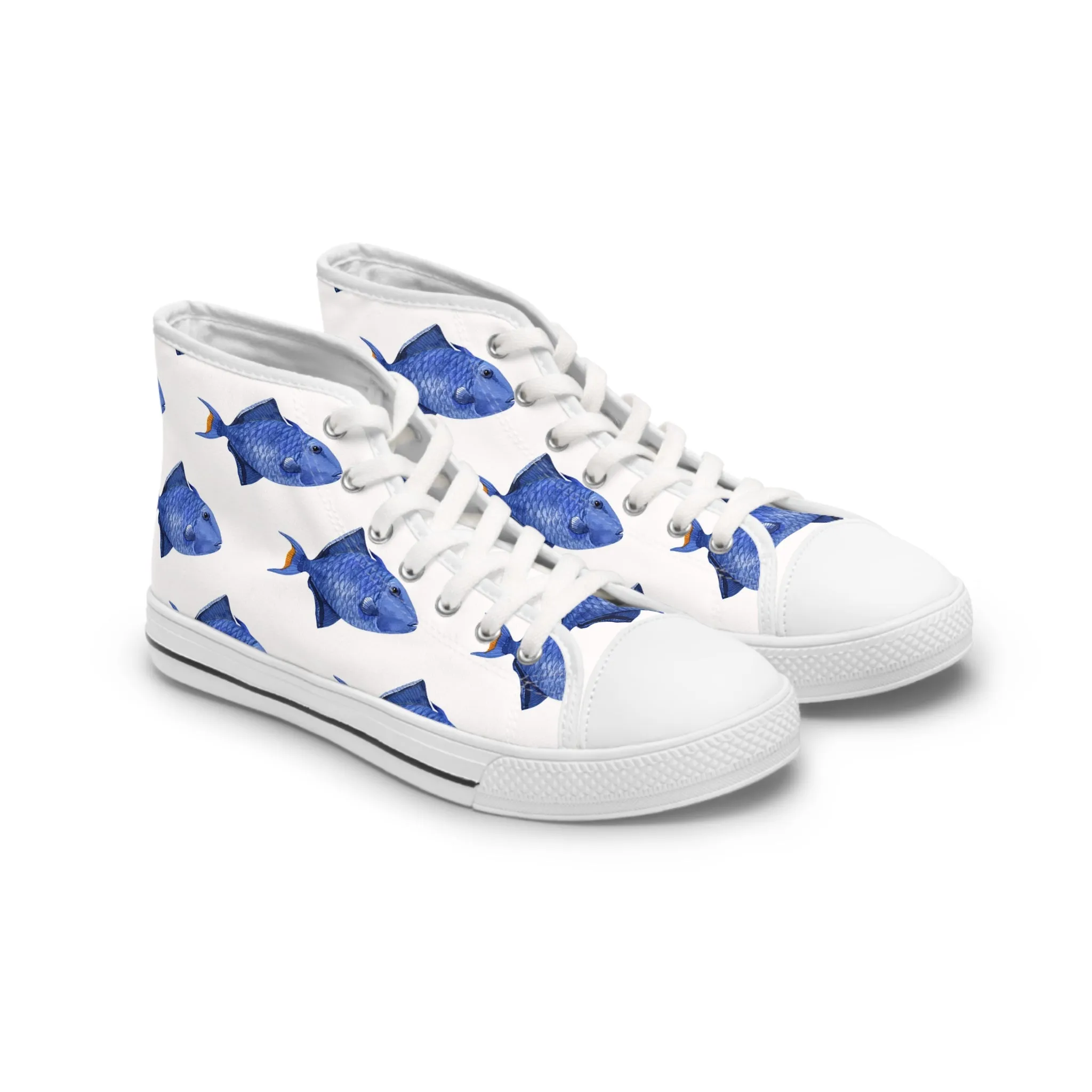 Blue Watercolor Angelfish Women's High Top Sneakers