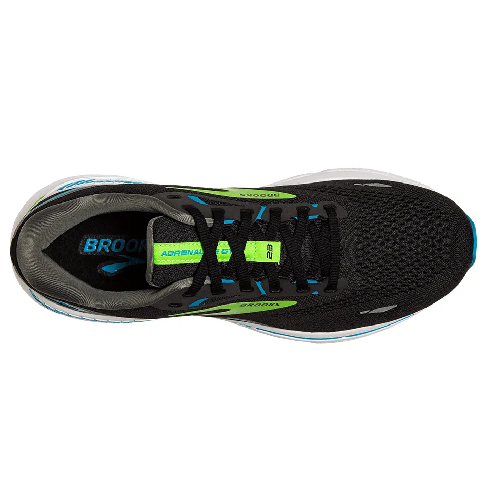 Brooks Men's Adrenaline GTS 23 4E Width (Wide Fit) Running Shoes in Black Hawaiian/Ocean Green AW23