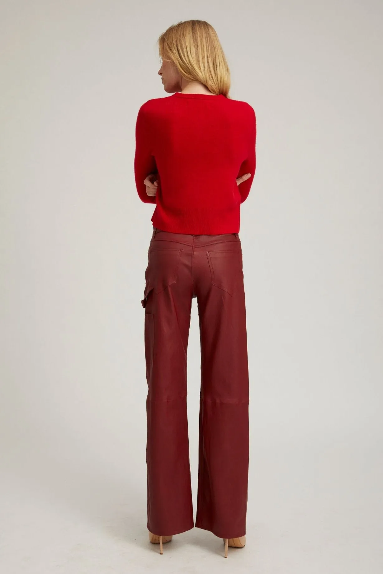 Cherry Leather Carpenter Pants