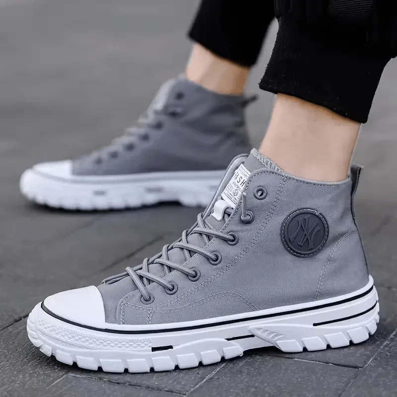 Classic High-Top Canvas Sneakers with NY Logo