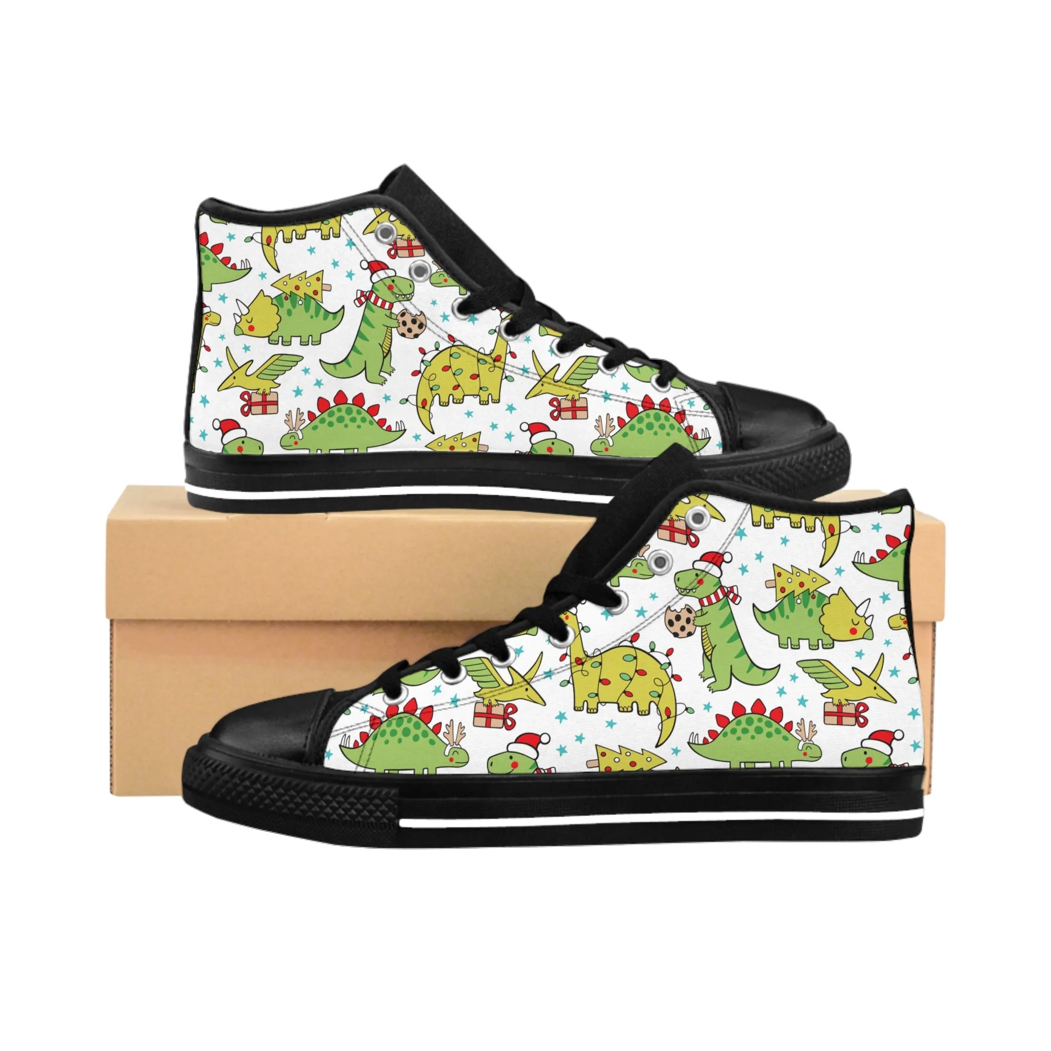 Colorful Christmas Dinosaurs Women's Classic Sneakers