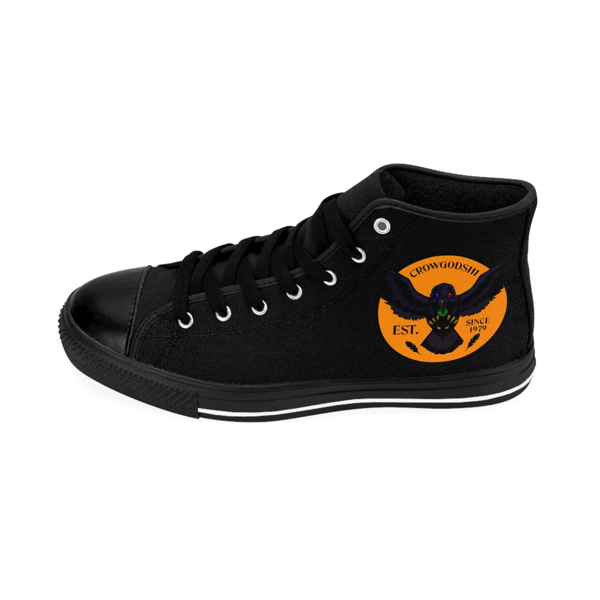 Crowgodshi 2nd Gen. High-Tops, Black on Black w/ ORANGE LOGO