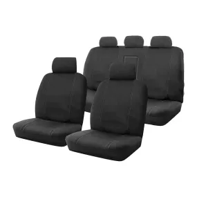 Custom Made Outback Canvas Seat Covers Suits Mitsubishi Triton ML MN  GLX / GLX-R / VR 7/2006-4/2015 Black