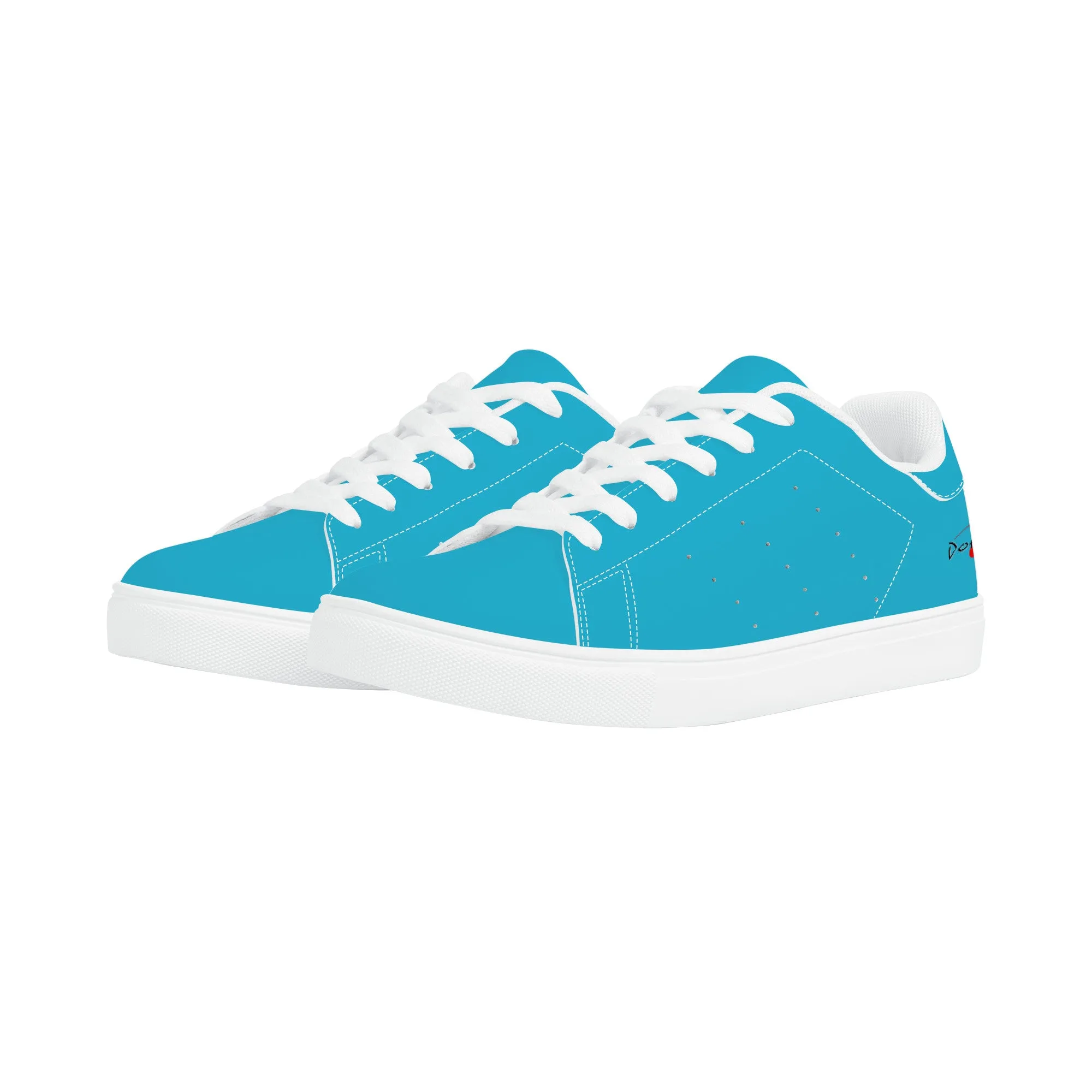 D27 Low-Top Synthetic Leather Sneakers - Light Blue