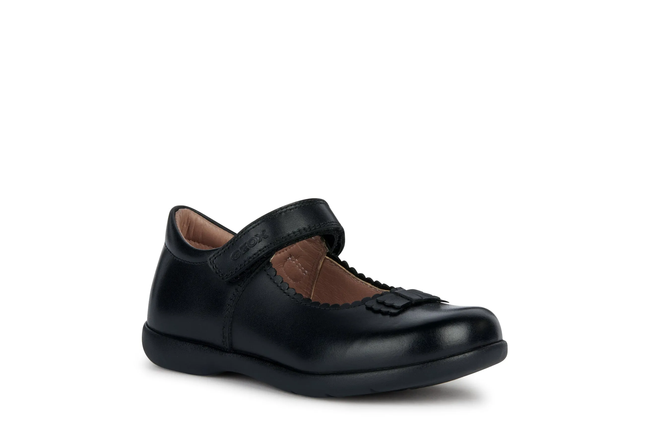 Geox Naimara Bow Girls Black School Shoe