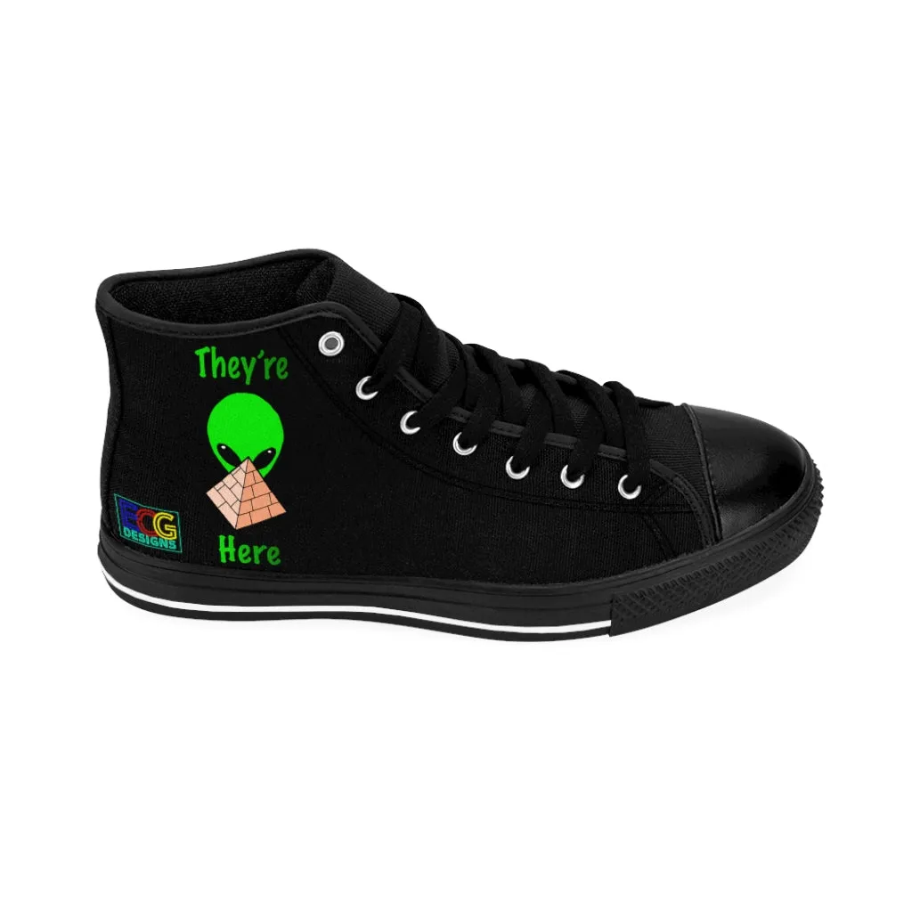 Green Alien Pyramid Women's High-top Sneakers