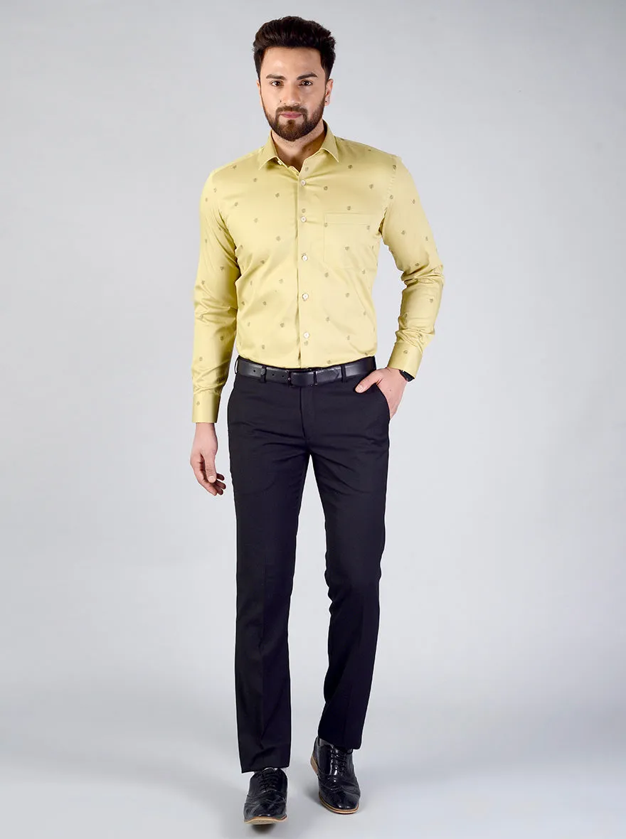 Hemp Yellow Printed Slim Fit Evening Wear Shirt | Metal