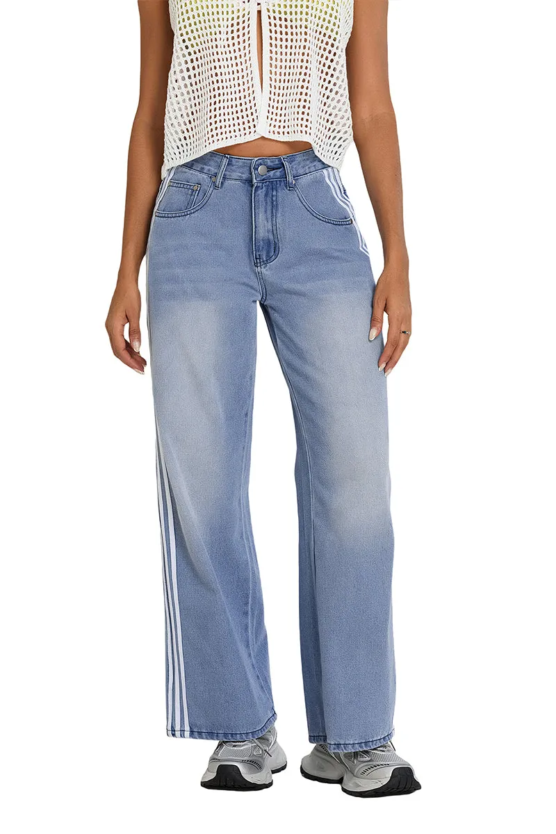 HWT1237 Street Style Wide-Leg Jeans Pant