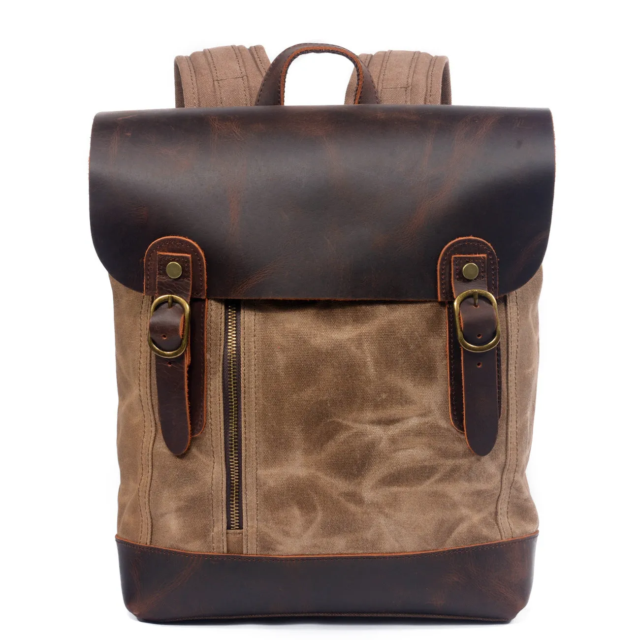 Leisure Vintage Waterproof Leather Canvas Backpack 659LA