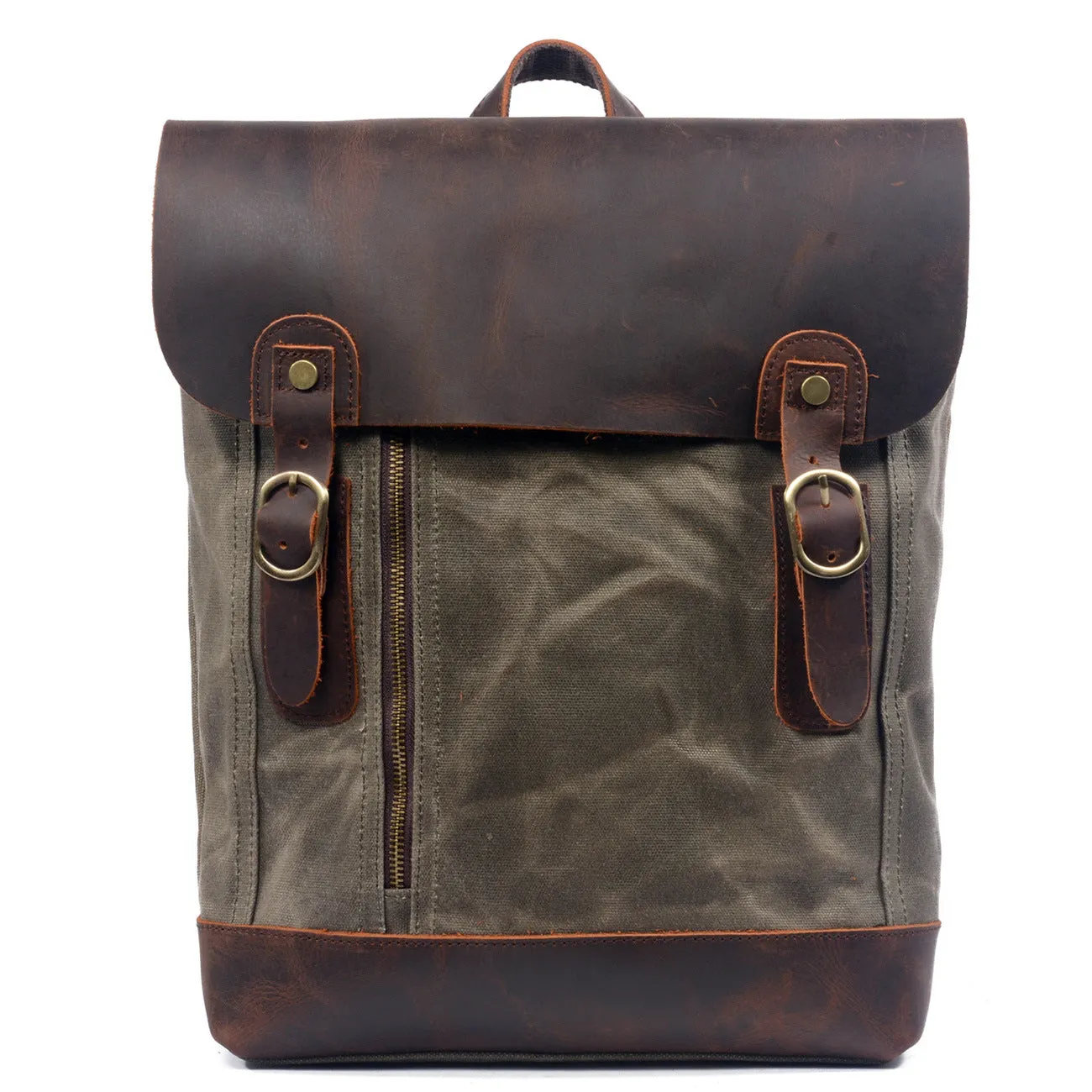 Leisure Vintage Waterproof Leather Canvas Backpack 659LA