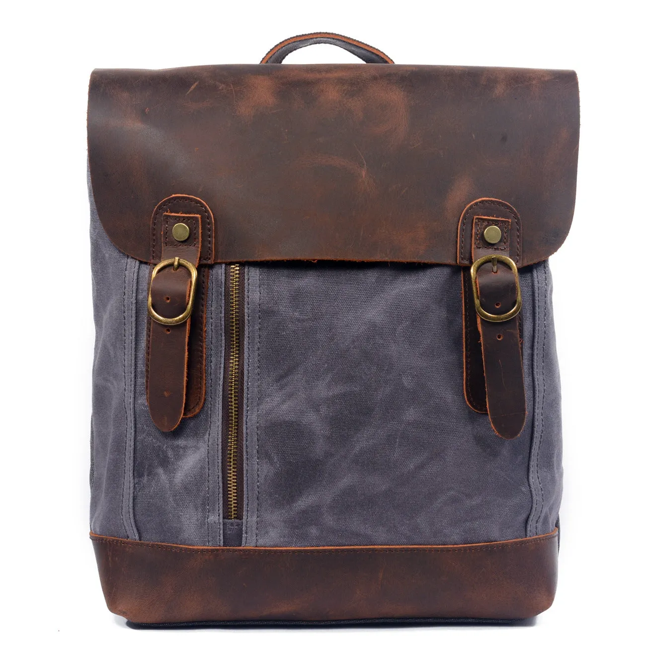 Leisure Vintage Waterproof Leather Canvas Backpack 659LA