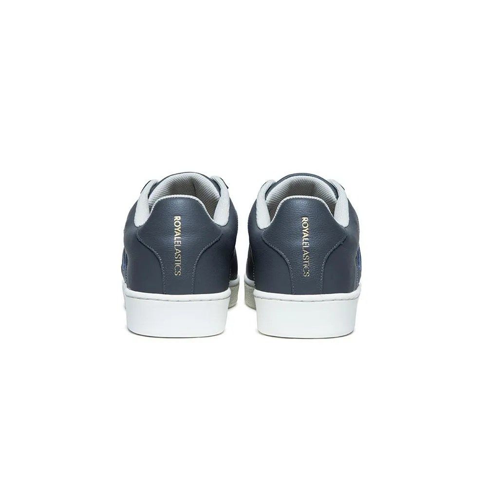 Men's Icon Gray Blue Logo Leather Sneakers 01913-885