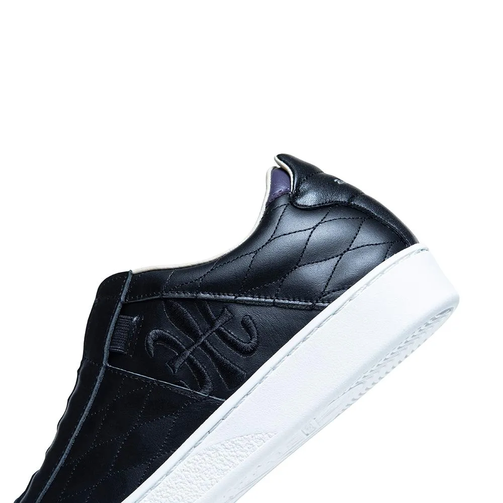 Men's Icon Lux Black Purple Leather Sneakers 02513-969