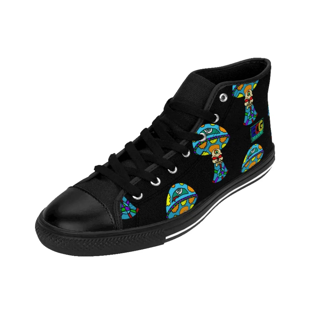 Multicolored Skull Shroom Women's High-top Sneakers