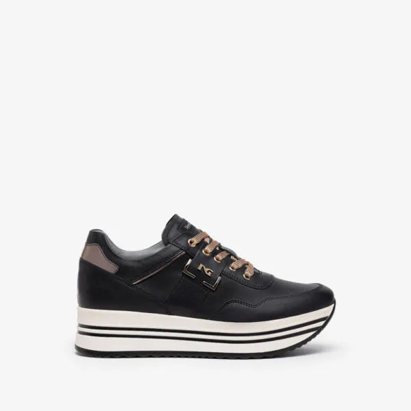 NEROGIARDINI WOMEN LEATHER SNEAKERS IN BLACK AND WHITE