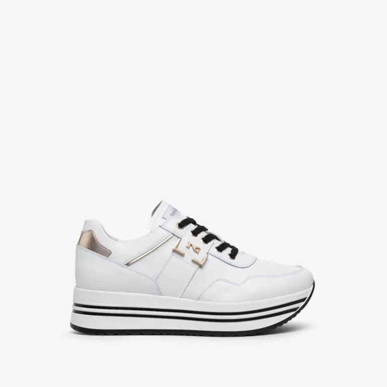 NEROGIARDINI WOMEN LEATHER SNEAKERS IN BLACK AND WHITE