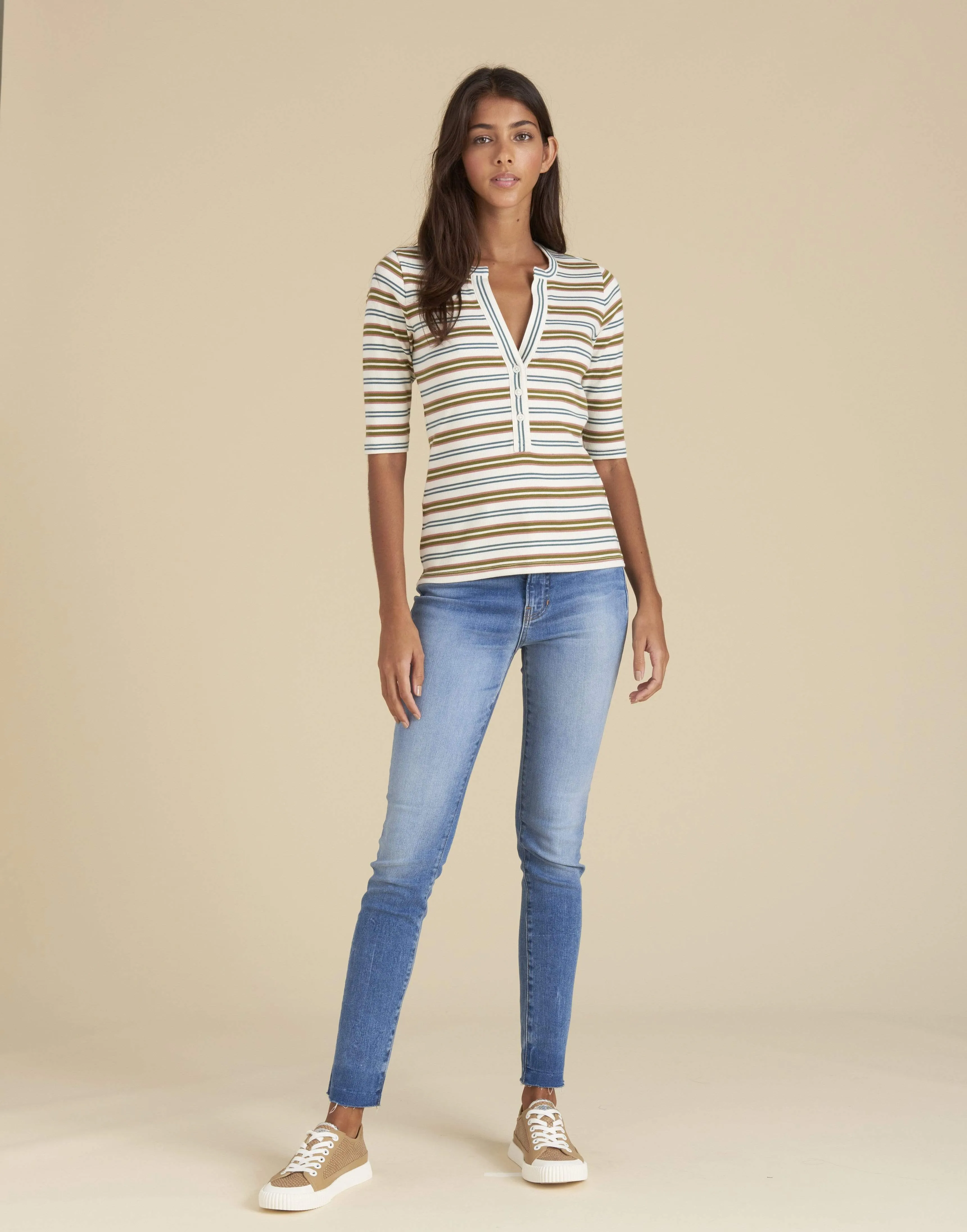 Ophelie Striped Henley Top