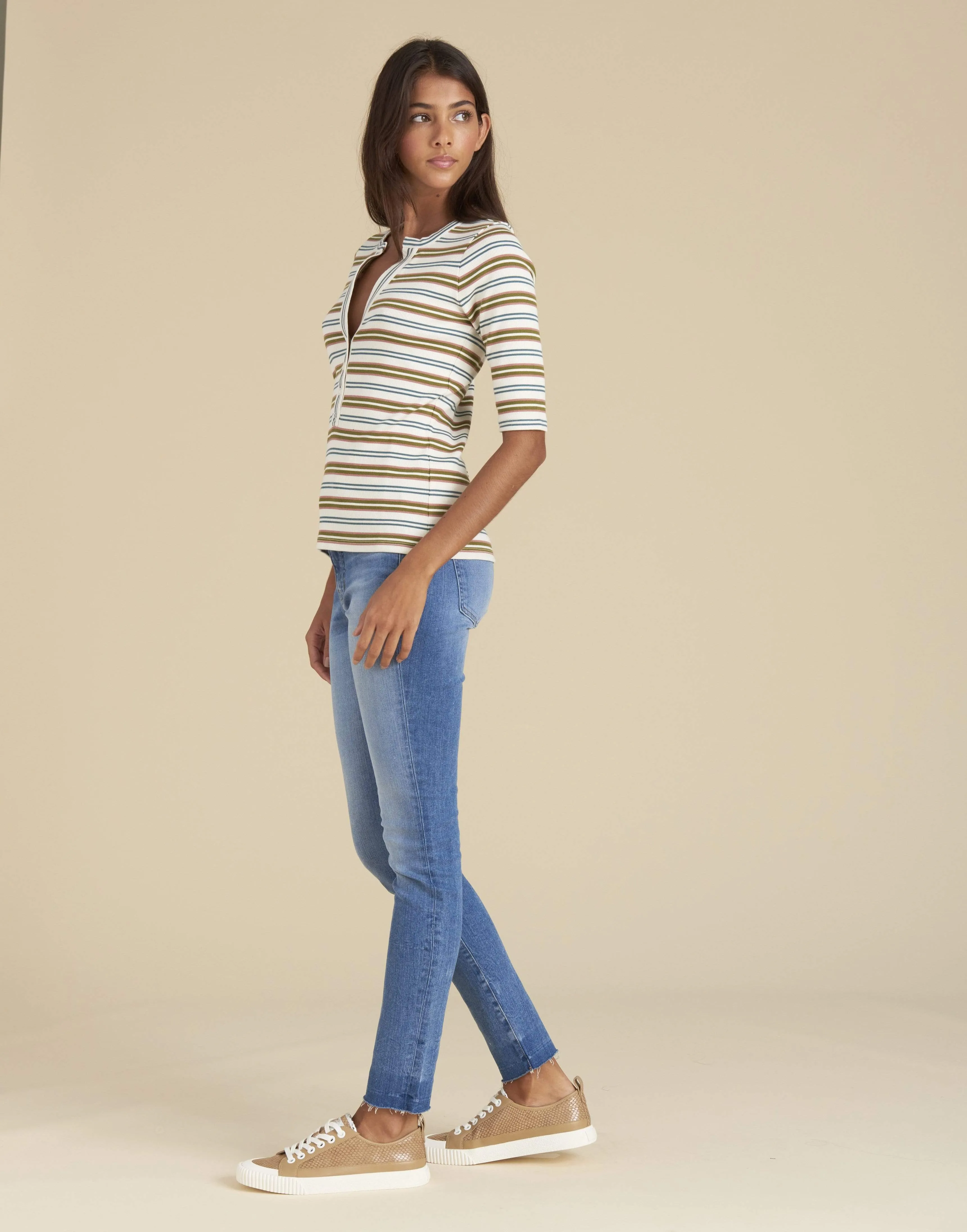 Ophelie Striped Henley Top