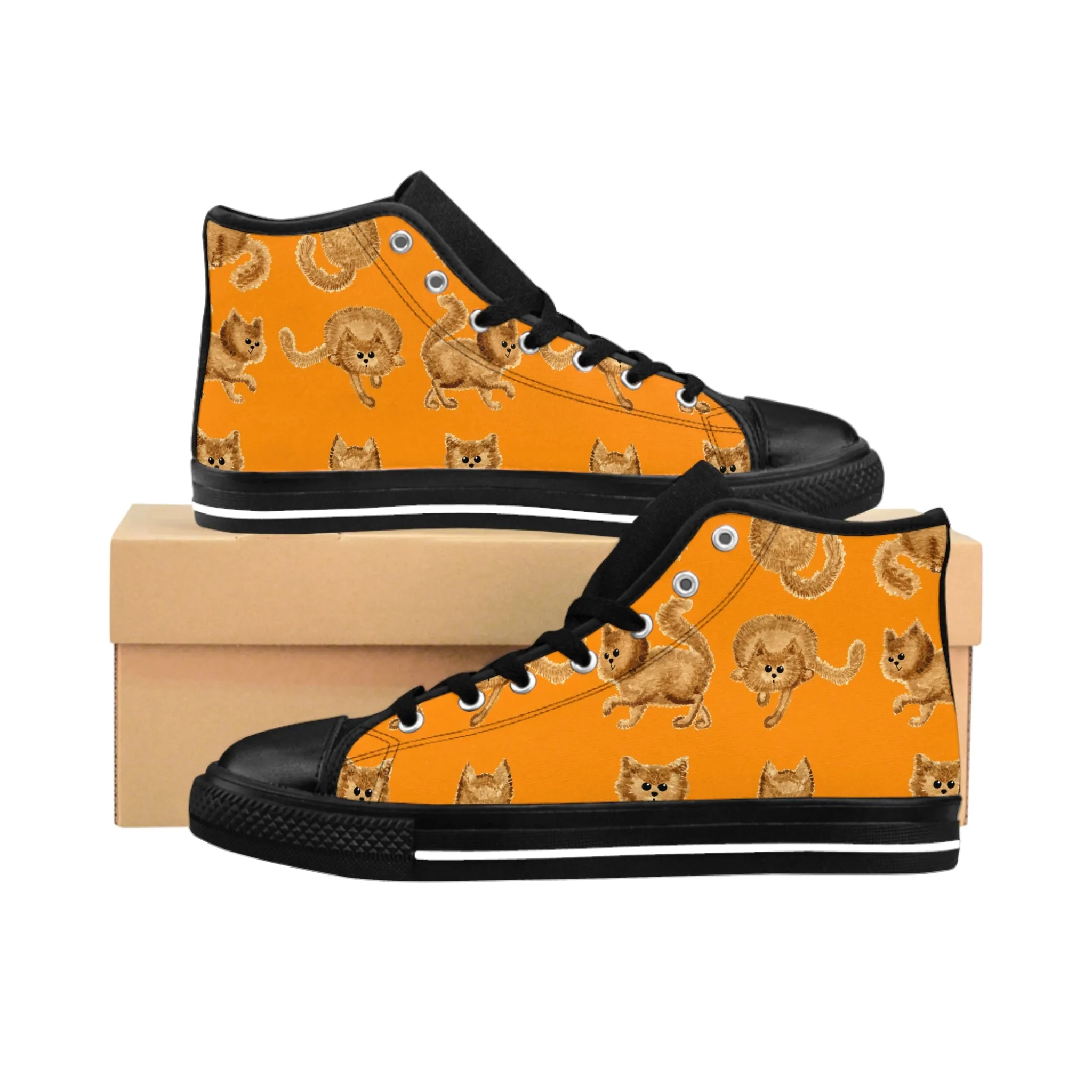 Orange Kitty Cat Women's Classic Sneakers