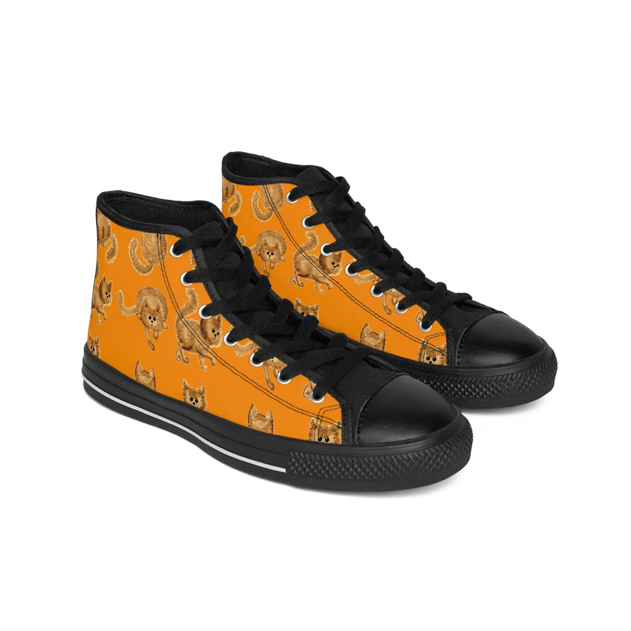 Orange Kitty Cat Women's Classic Sneakers