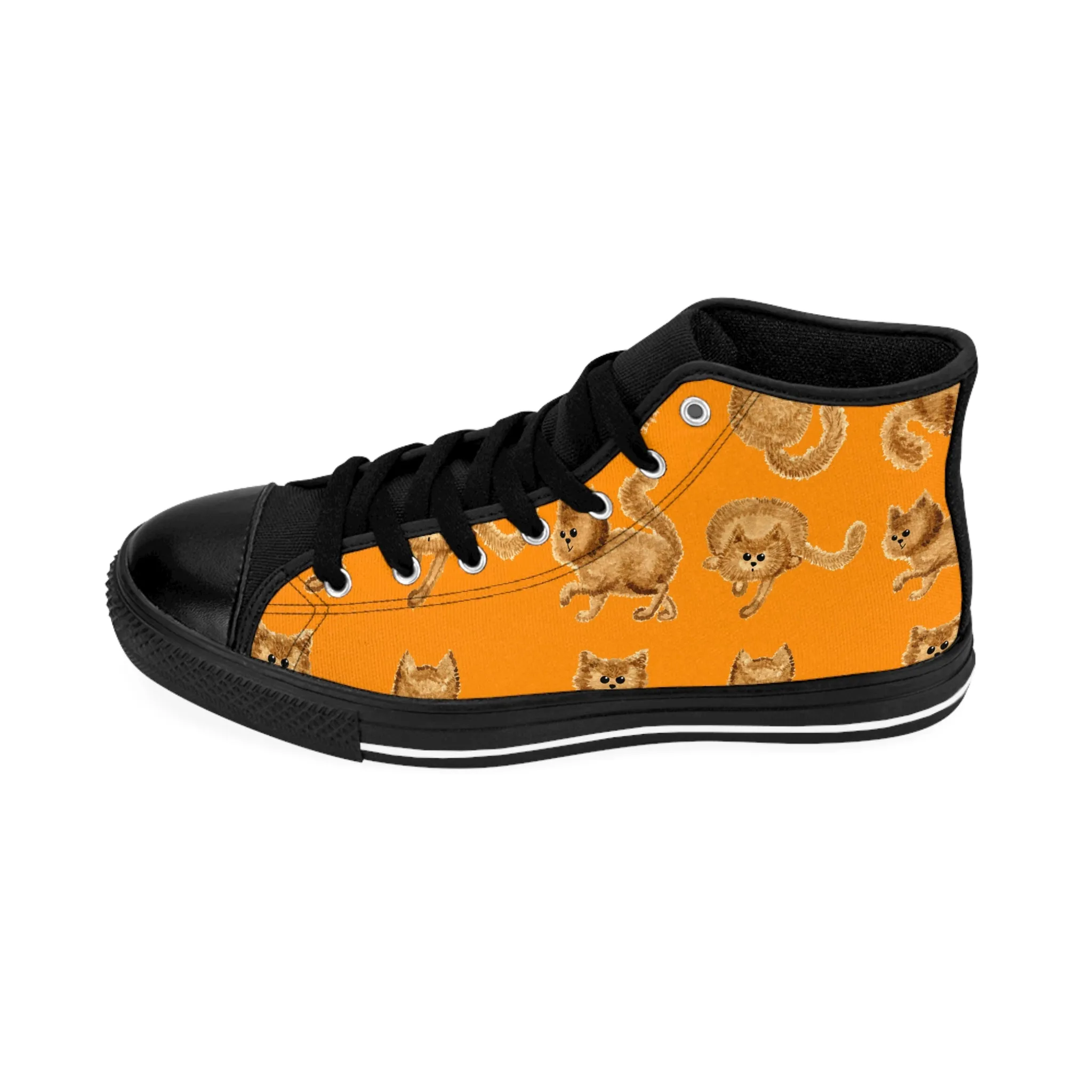 Orange Kitty Cat Women's Classic Sneakers