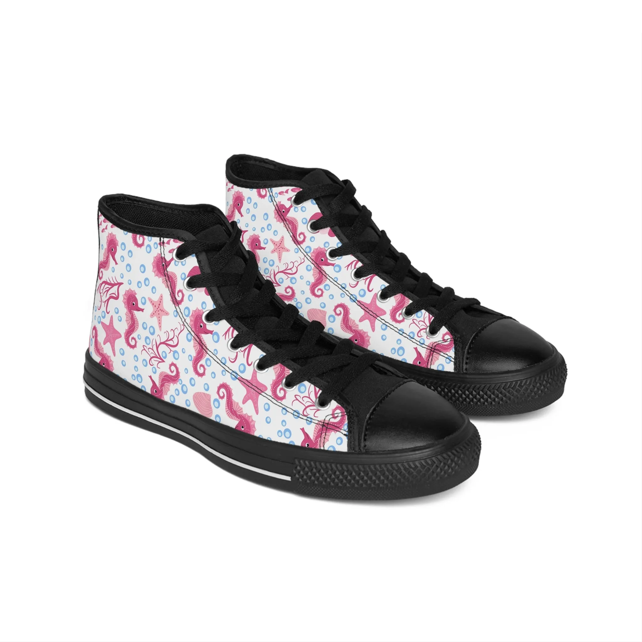 Pink Seahorse and Starfish Women's Classic Sneakers