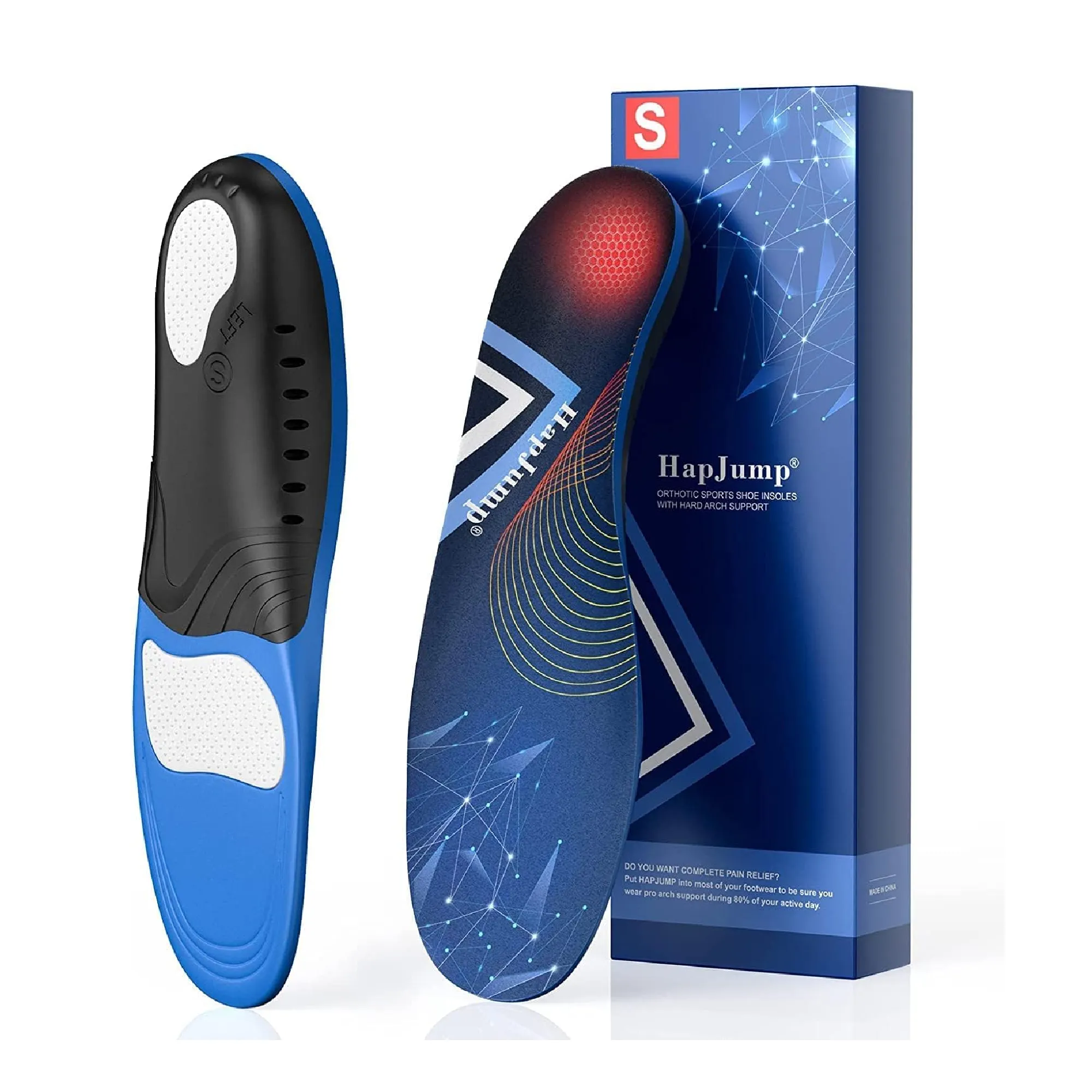 Plantar Fasciitis Pain Relief Feet Insoles Orthotics Arch Support Insoles with Motion Control Shoe Inserts Color Dark Blue