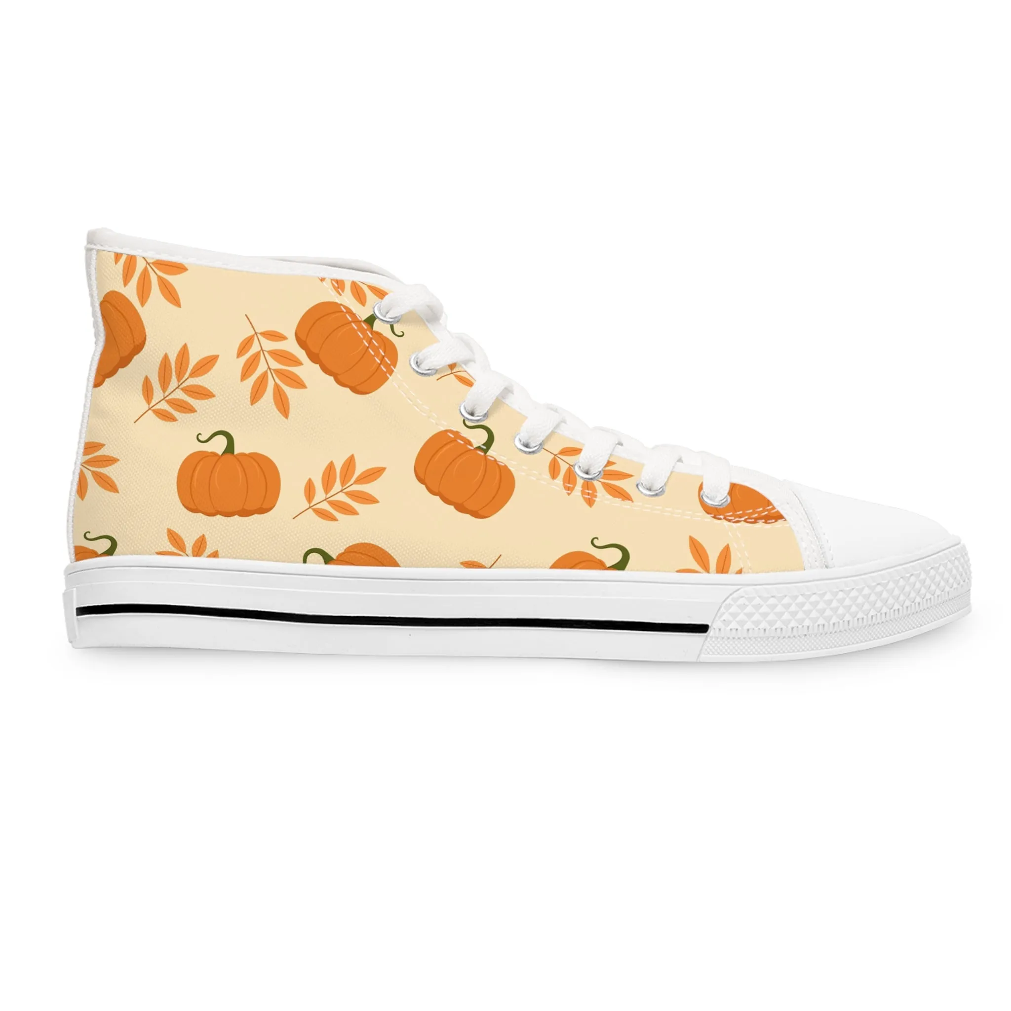 Pumpkin and Orange Leaves Women's High Top Sneakers