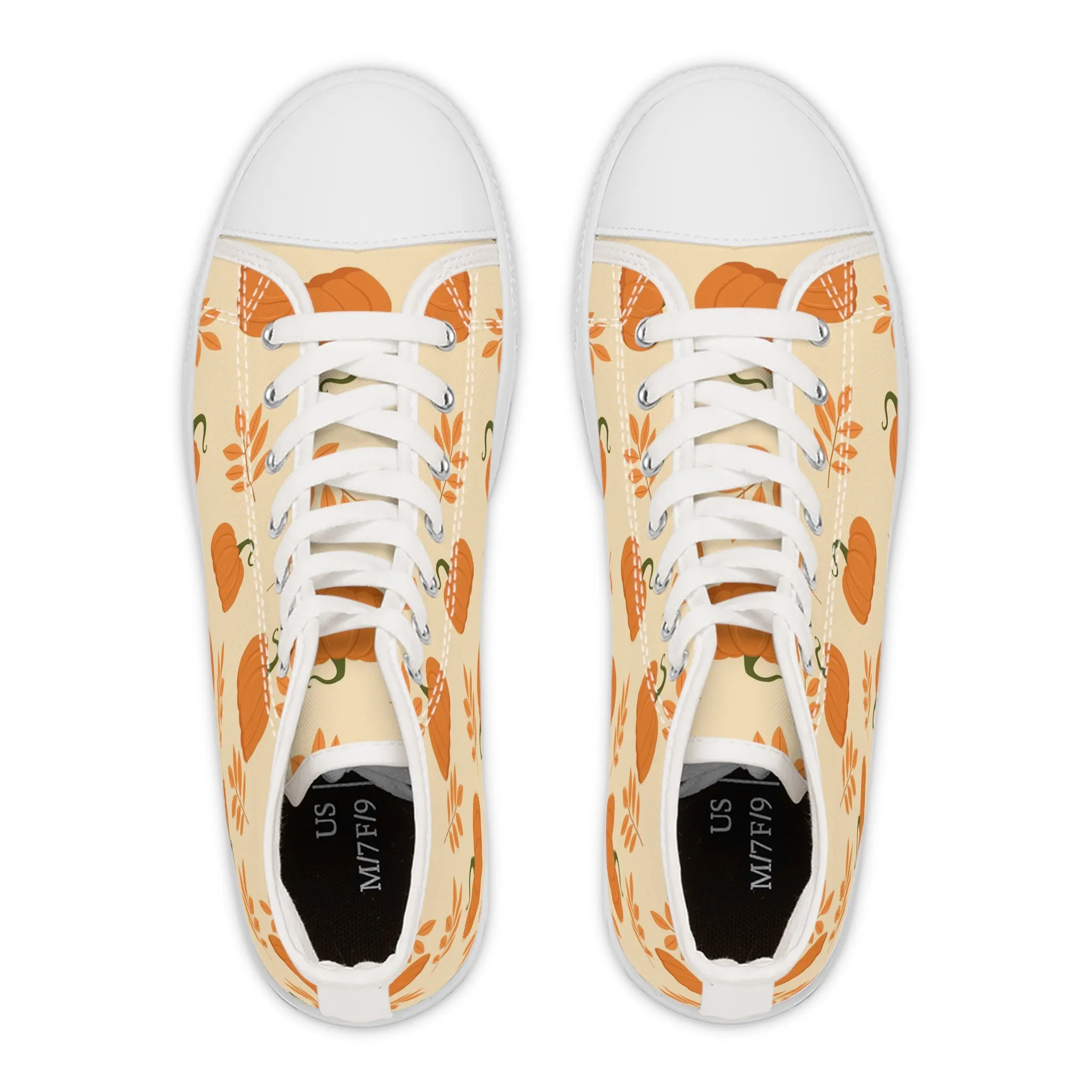 Pumpkin and Orange Leaves Women's High Top Sneakers