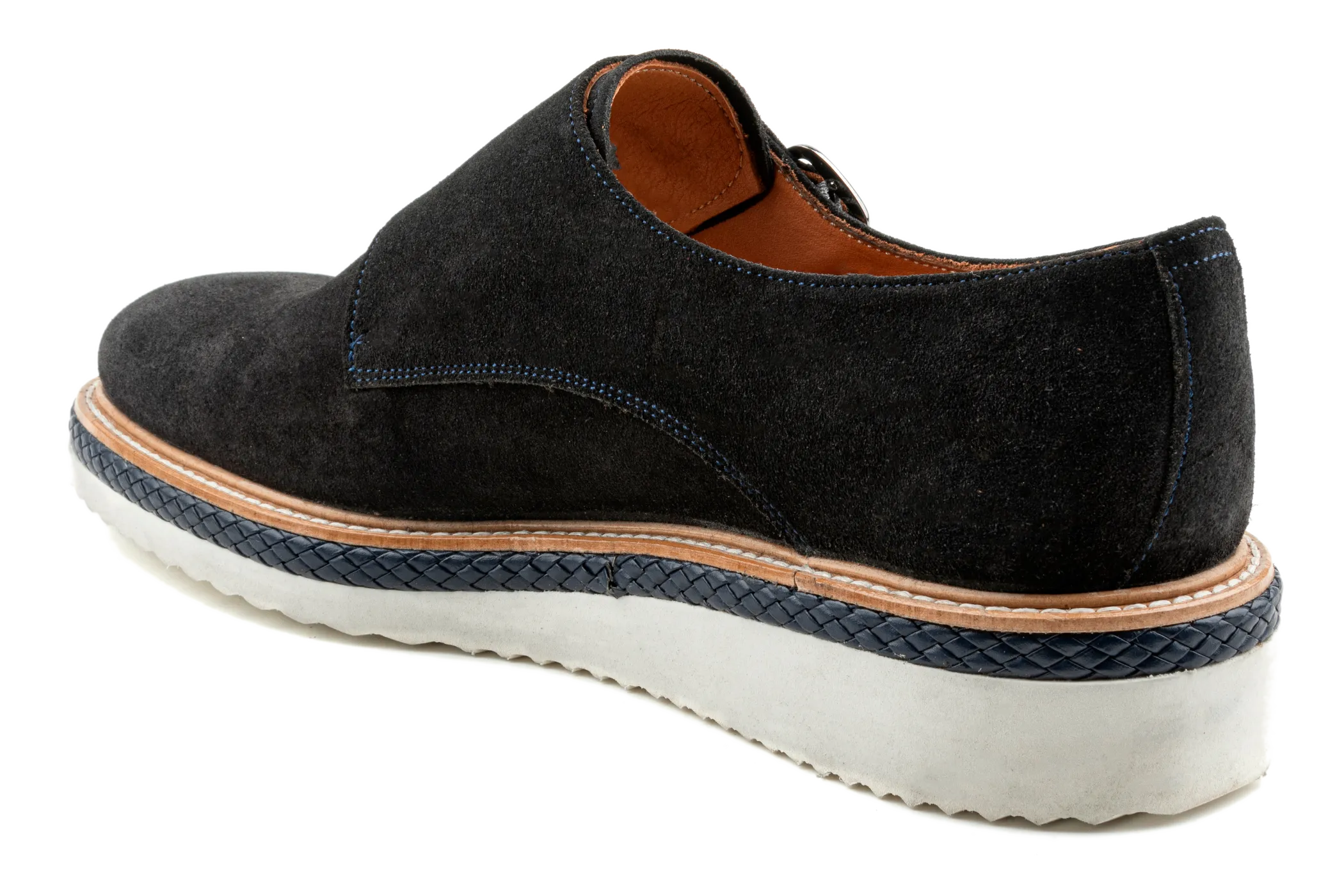 Suede Double Monk Strap Shoes,Monk Strap Sneakers, Navy Monk Strap Dress Shoes That Feel like Sneakers, Navy Suede Monk Strap, Best Monk Strap Shoes:  Nas by Debbano