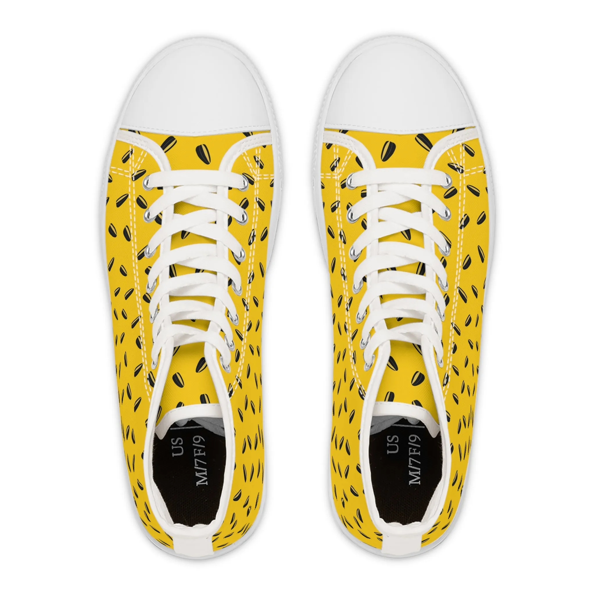 Sunflower Seeds Yellow Background Women's High Top Sneakers