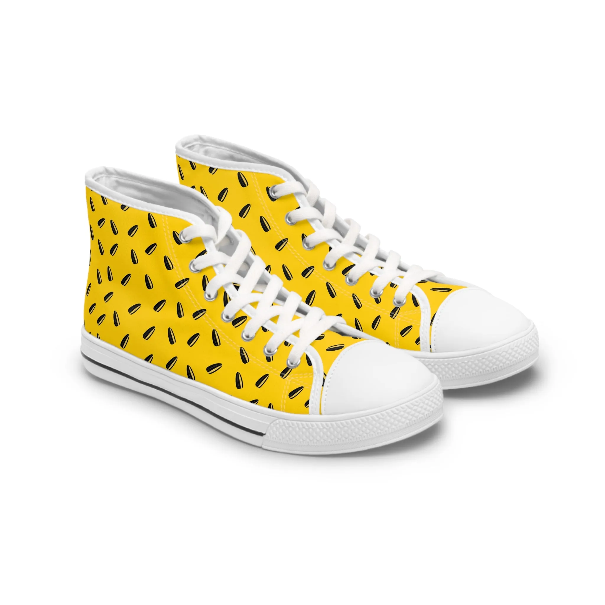 Sunflower Seeds Yellow Background Women's High Top Sneakers