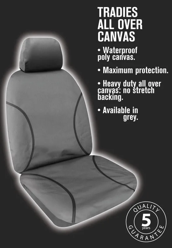 Tradies Canvas Seat Covers suits Toyota Hilux Workmate/SR Single Cab Bucket Seats (4X4 Only) 7/2011-6/2015 Grey