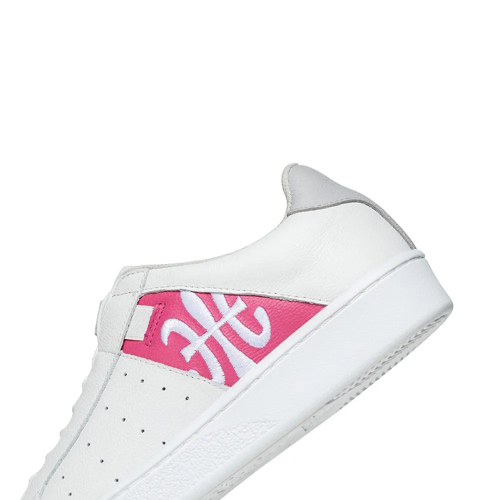 Women's Icon White Hot Pink Logo Leather Sneakers 91912-018