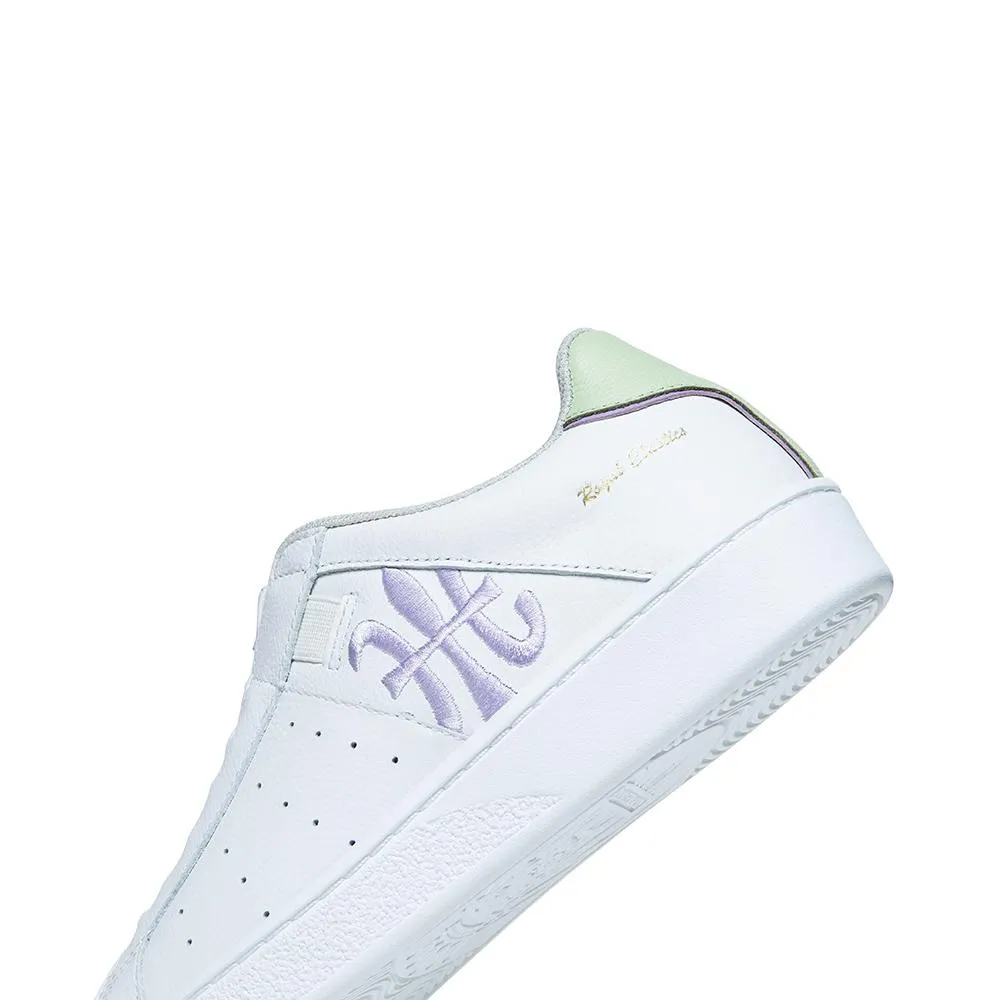 Women's Icon White Purple Green Logo Leather Sneakers 91913-064